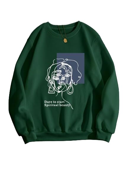 Tabadtod Trendy Printed Women's Sweatshirt Dark Green