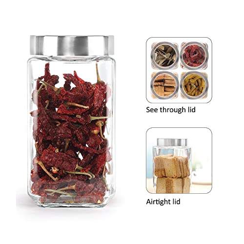 CELLO Qube Fresh Glass Storage Jar, Air Tight, See-Through Lid, Clear, 1000 ml