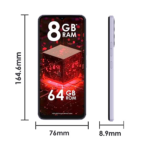 itel A60s (4GB RAM + 64GB ROM, Up to 8GB RAM with Memory Fusion | 8MP AI Rear Camera | 5000mAh Battery with 10W Charging | Faceunlock & Fingerprint - Moonlit Violet