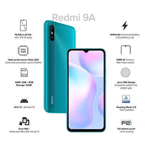 Redmi 9A (Nature Green, 2GB RAM, 32GB Storage) | 2GHz Octa-core Helio G25 Processor | 5000 mAh Battery