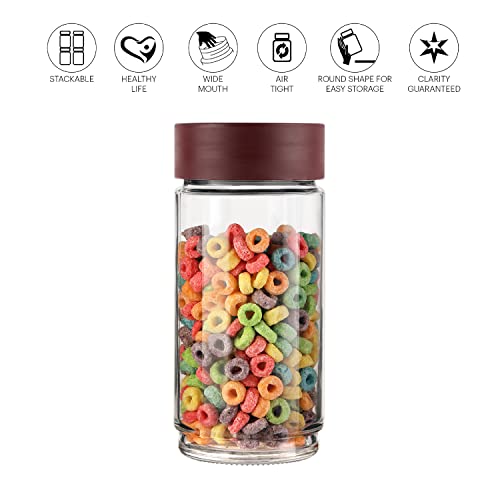 CELLO Modustack Glassy Storage Jar, 1000ml (Set of 3), Maroon