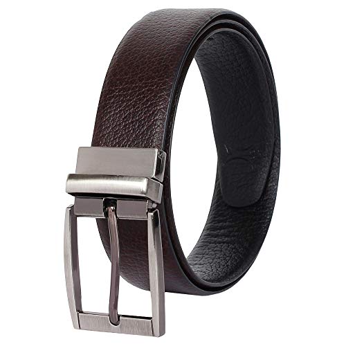 CREATURE Men's Genuine Leather Black & Brown Reversible Belt(Color-Black & Brown||Italian Leather||E-002||REVERSIBLE)
