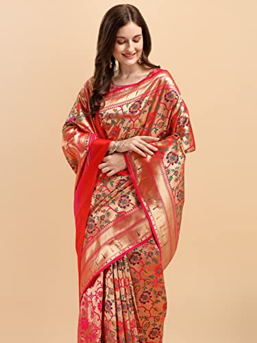 Jaanvi fashion Women's Silk With Zari Work Saree With Blouse Piece(tar
