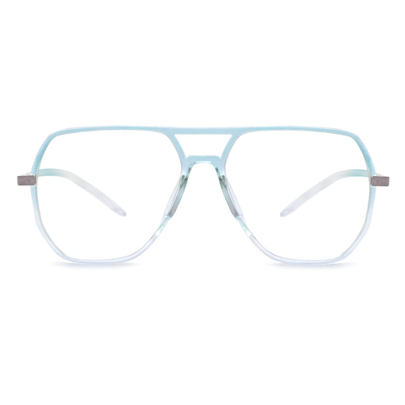 Peter Jones Oversized Aviator Transparent/Green Unisex Blue Light Blocking Computer Glasses (AG20508GR)