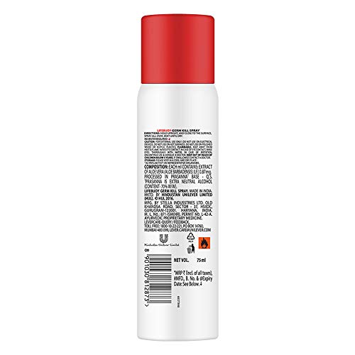 Lifebuoy Antibacterial Germ Kill Sanitizer Spray (No Gas) – Safe On Skin, Safe On Surfaces, 75ml
