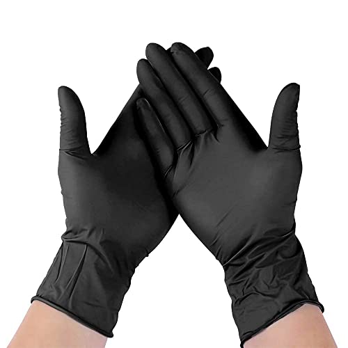 Kashi Surgicals Powder Free Nitrile Gloves, Food Grade, Made In Malaysia (Large, Black, Box Of 80) (Large), Pack of 1