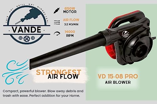 Vande FEB-650VBL Corded Air Blower with Vaccum Cleaner, Powerful Motor, Variable Speed for Clearing Away Dust Particles from Furniture, Cars, Computers, Windows & Bed Sides (Royal Black)