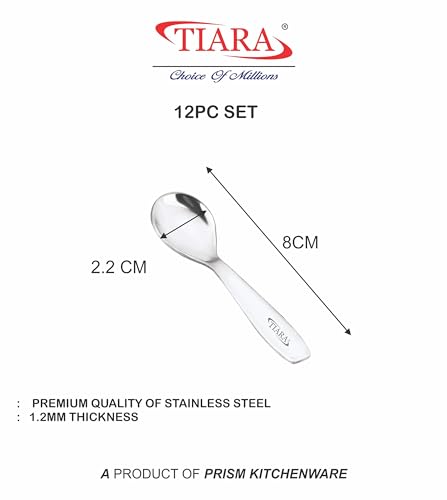 TIARA 12pc Masala Spoon Stainless Steel Small Masala Containers Spoon Set for Home/Kitchen Length (8cm)