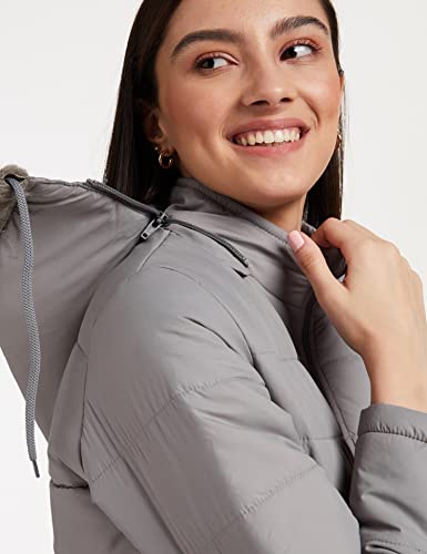 Amazon Brand - Symbol Women's Quilted Jacket (SYMAW20JK007_Lt. Grey_Small S)