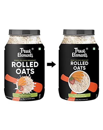 True Elements Rolled Oats 1.2 kg - Gluten Free Oats | Healthy Breakfast Cereal | Diet Food | Keeps you Full till Lunch |100% Wholegrain | Oats for Weight Management | High in protein and Fibre