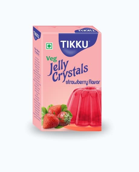 Tikku Jelly Crystals pack of 4 (400 gm) (All Flavours - Pineapple, Orange,Raspberry, Strawberry)