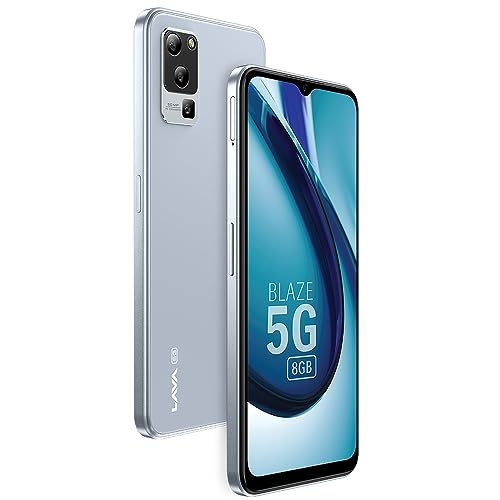 Lava Blaze 5G (Glass Blue, 8GB RAM, UFS 2.2 128GB Storage) | 5G Ready | 50MP AI Triple Camera | Upto 16GB Expandable RAM | Charger Included | Clean Android (No Bloatware)