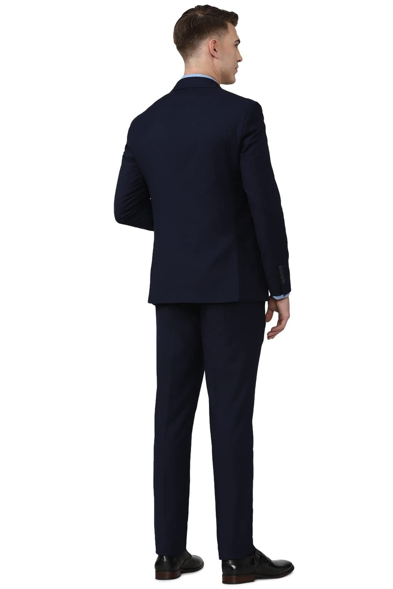 Peter England Men's Polyester Blend Three Piece Suit (PIS3SNSPT15416_Navy