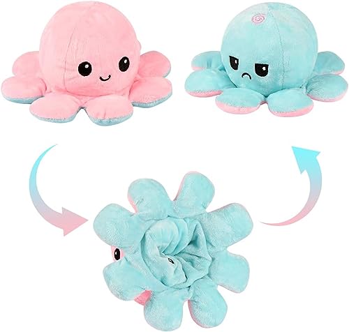 Storio Toy Octopus Plushie Reversible Soft Toys for Kids | Plush Soft Toys for Baby Boys and Girls | Octopus Soft Toy for Kids -18cm