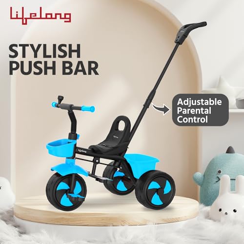 Lifelong Kids Tricycle with EVA Wheels, Bell & Storage Basket|Baby Trike with Parental Control|Age Group 2 Years to 5 Years Carrying Capacity Upto 30 kgs