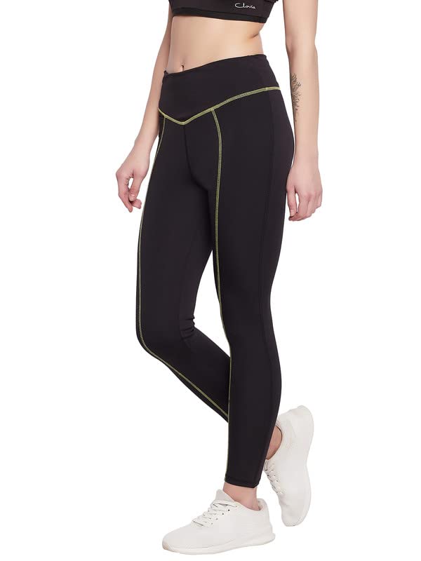 Clovia Women's Snug Fit High Rise Active Tights (AB0110P13_Black_M)