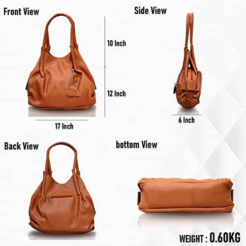 Fostelo Women's Style Diva Faux Leather Handbag (Tan) (Large)
