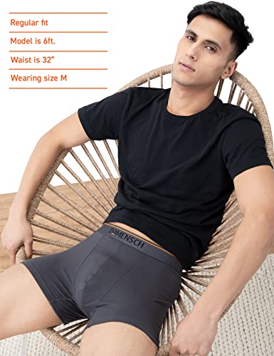 DAMENSCH Deo-Cotton Men's Anti-Bacterial Moisture-Free Cotton Solid Trunks-Charcoal Dust-Pack of 1-X-Large