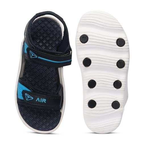 XDOX Soft EVA Sole Stylish Sandals for Kids with Adjustable Back Strap |Comfortable and Light Weight, Anti Skid and Waterproof | For Everyday use for Boys and Girls P-51-KIDS-NAVY-SKY-3