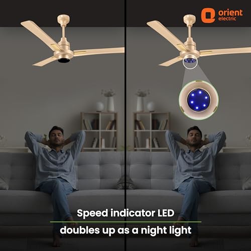 Orient Electric I Tome Plus 1200mm 26W BLDC Energy Saving Ceiling Fan with Remote | 5 Star Rated | Decorative Ceiling Fan (Topaz Gold, Pack of 1)