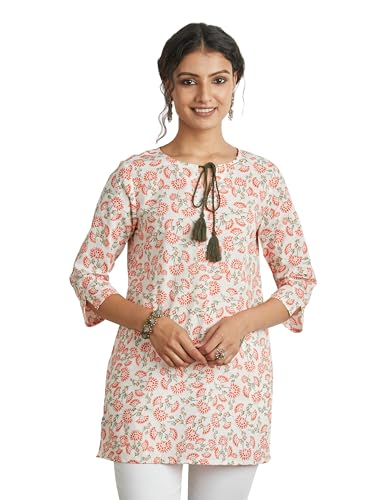 Amazon Brand - Myx Women's Cotton Regular Kurti (PAG 149_Off-White_Medium)