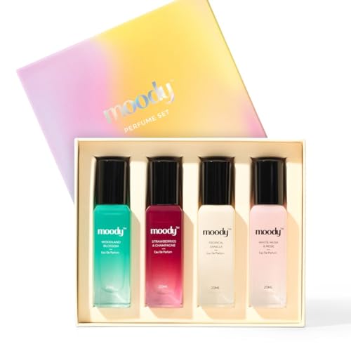 Moody Premium Perfume Gift Set For Women| Combo Pack 4x20 ml| All Day Fragrance | Long Lasting Scent | Luxury Gift Box For Her | Pack of 4 |Travel Size