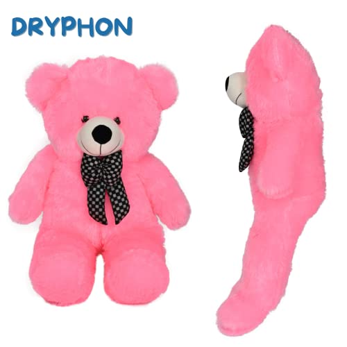 DRYPHON Teddy Bear 3 Feet for Girls and Boys | Teddy Bear with Neck Bow Stuffed Toy | Teddy Bear Soft Toys for Kids | Birthday Gifts for Girls/Husband/Wife/Girlfriend - Teddy Bear (Pink)