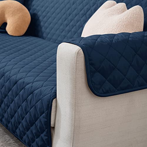 HOKIPO 3 Seater Quilted Polyester Sofa Cover Mat, 170x184 cm, Navy Blue (AR-4665-M4)