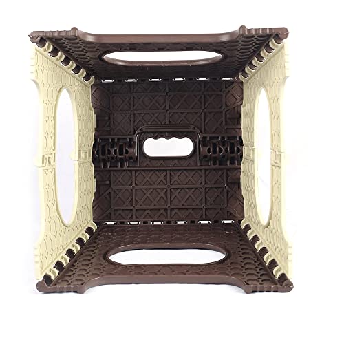 OLAHRAGA 12 Inch Folding Step Stool - Holds Up to 90 Kg - Lightweight Plastic Folding Stool for Kids or Adults, Kitchen, Bathroom, Bedroom and Living Room (Brown)