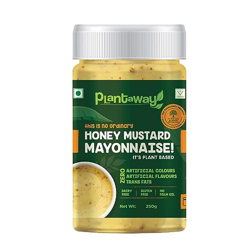 Plantaway Vegan Honey Mustard Plant Based Mayonnaise | Dairy & Gluten Free & No Plam Oil | No Artificial Color, Flavor & Trans Fats | 100% Vegetarian & Egg Free | 250g