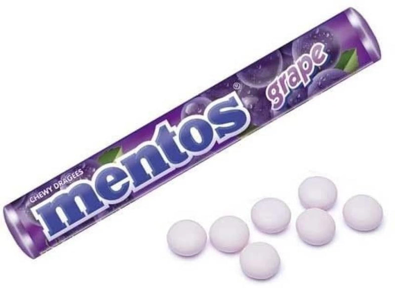 Mentos Roll With Flavorful Grape Candies With Crunchy Coat Around Chew at Any Time or to Brighten Up the Birthday Parties 29g X 14 Roll