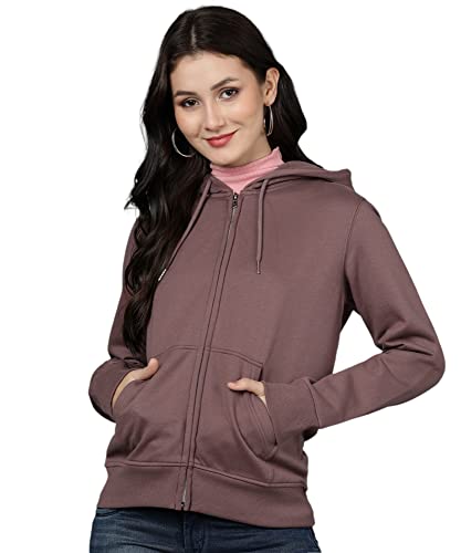 Alan Jones Clothing Women's Cotton Blend Hooded Neck Sweatshirt (WM17-SS01-VNG-L_Vinegar_Brown_L)