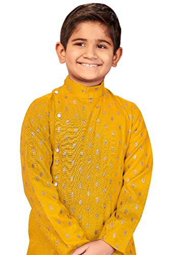 PERFECTBLUE Baby Boy's Cotton Printed Kurta With Pyjama Set (Banwery-6_variation) (9-10 Years, Yellow)