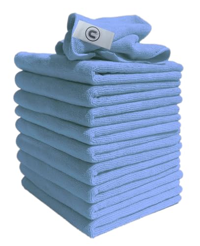 DCS Microfibre Cleaning Cloth, Blue, Pack of 10, Large Size: 40x40cm. Super Soft Premium Streak Free Washable Cloth Duster for Kitchen , Bathrooms, Surfaces, Mirrors, Car, Motorbike