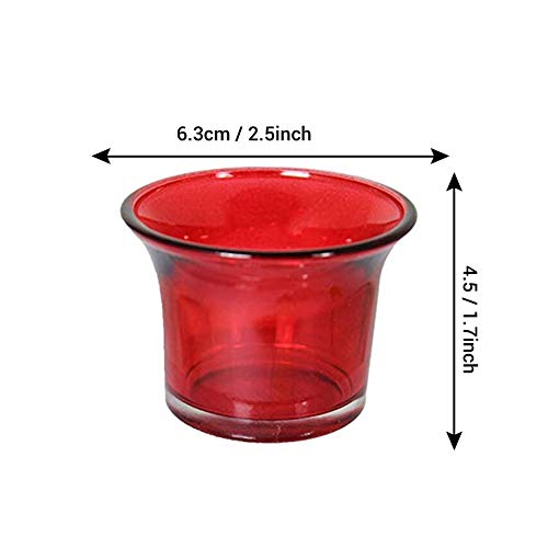 TIED RIBBONS Set of 6 Votive Glass Tealight Candle Holders Glass Votive - Christmas Decorations Items for Home Table Decor Restaurant Office Xmas Gifts (Glass, Red, 6.3 Cm X 4.5 Cm)