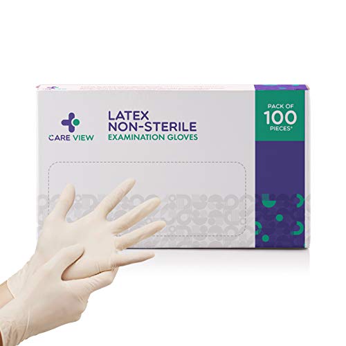 Careview, Latex Medical Examination Hand Gloves, Non Sterile and Less Powdered, Made in Malaysia (Pack of 100)