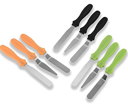 Grizzly 3-in-1 Multi-Function Stainless Steel Cake Icing Spatula Knife Set, 3-Pieces, Multicolor