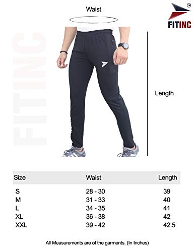 FITINC Men's Slim Fit Polyester Track Pants (fitDSPb108l_Black_L)