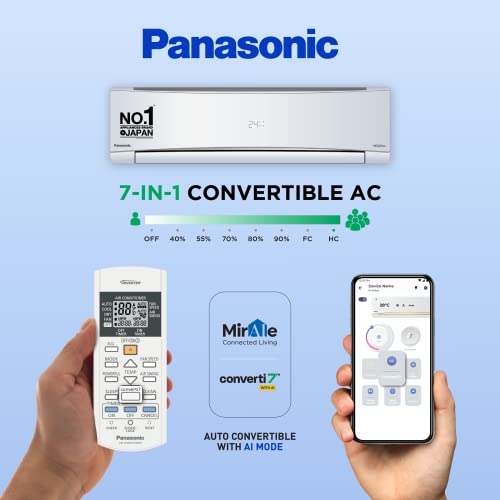 Panasonic 1 Ton 4 Star Wi-Fi Inverter Smart Split AC (Copper Condenser, 7 in 1 Convertible with additional AI Mode, 4 Way Swing, PM 0.1 Air Purification Filter, CS/CU-NU12YKY4W,2023 Model, White)