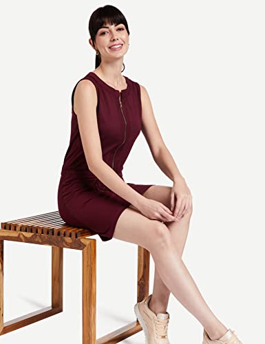 Miss Chase Women's Super Soft Sleeveless Mini Shift Dress with Pockets | 6 Colors (MCAW14D01-39-64-06, Maroon, X-Large)