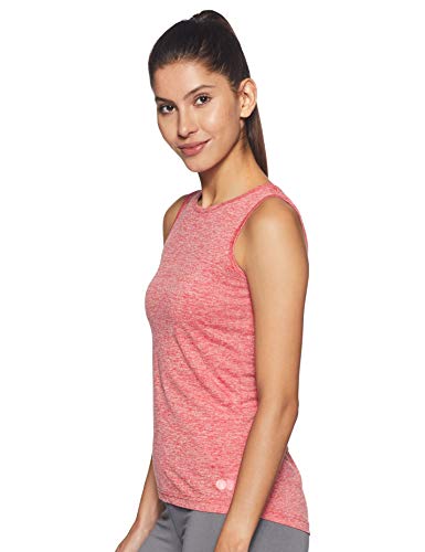 Clovia Women's Light Red Gym/Sports Textured Activewear Top (AT0070P04_Red_M)