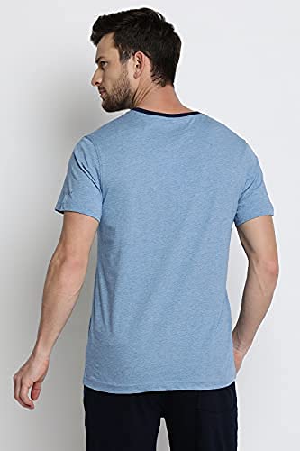 Van Heusen Athleisure Men T-Shirt - Cotton Rich - Smart Tech, Easy Stain Release, Anti Stat, Ultra Soft, Moisture Wicking_60001_Sky Melange_L