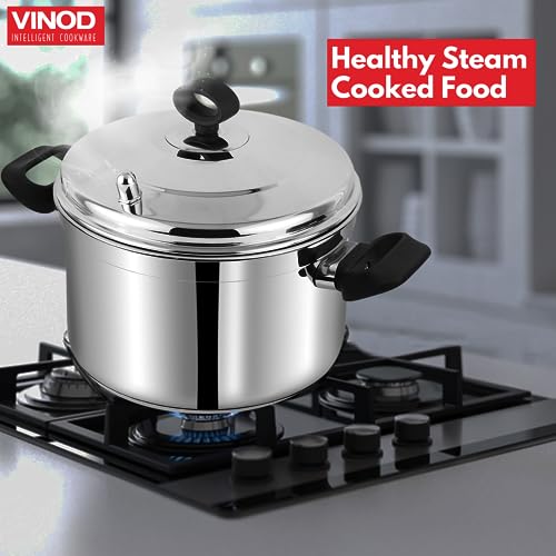 Vinod Stainless Steel Idli Pot/Idli Cooking Pot /6 Pcs Plates Induction Base Idly Maker Large /36 Cm (Makes Upto 24 Idli At A Time), Silver (36 X 23.5 X 23 Lxwxh), 1 Liter