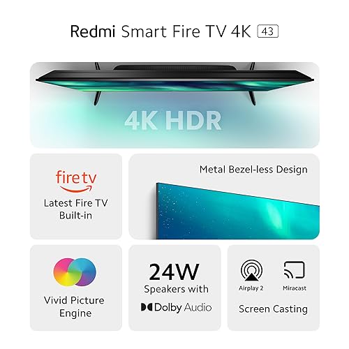 Redmi 108 cm (43 inches) F Series 4K Ultra HD Smart LED Fire TV L43R8-FVIN (Black)
