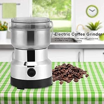 Coffee Grinder Multi-Functional Electric Stainless Steel Herbs Spices Nuts Grain Grinder, Portable Coffee Bean Seasonings Spices Mill Powder Machine Grinder for Home and Office