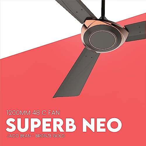 Polycab Superb Neo 1200 mm High Speed 1 Star Rated 52 Watt Ceiling Fan with Corrosion Resistant G-Tech Blades and 2 years warranty (Jaco Bean Bronze Gold)