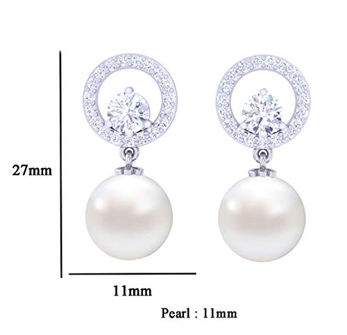 Clara 92.5 Sterling Silver Swiss Zirconia Pearl Earrings Gift for Women and Girls