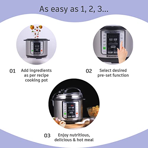 Wonderchef Nutri-Pot Electric Pressure Cooker with 7-in-1 Functions|18 pre-set functions|Pressure Cooking, Saute/Pan Frying, Slow Cooking, Yogurt Making, Steaming, Warming & Rice Cooking |3L capacity