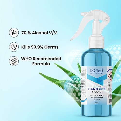 Biofresh Liquid Hand Sanitizer Spray for Germ Protection Alcohol Based Hand Sanitizer very effective on Disinfectant Floor Cleaning with the goodness of Aloe-Vera(500mlx3)