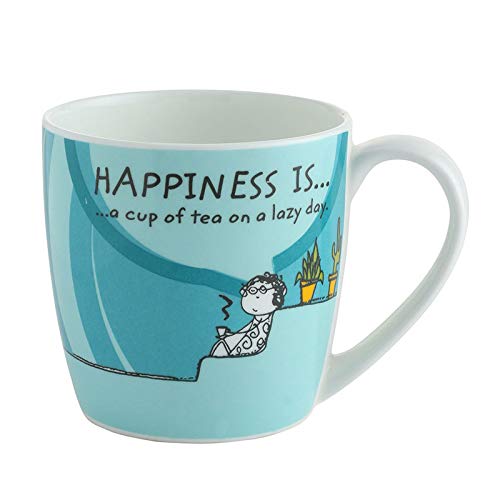 Clay Craft Fine Ceramic Happineess Is Coffee Mugs - Set of 4, Multicolour, 220ml